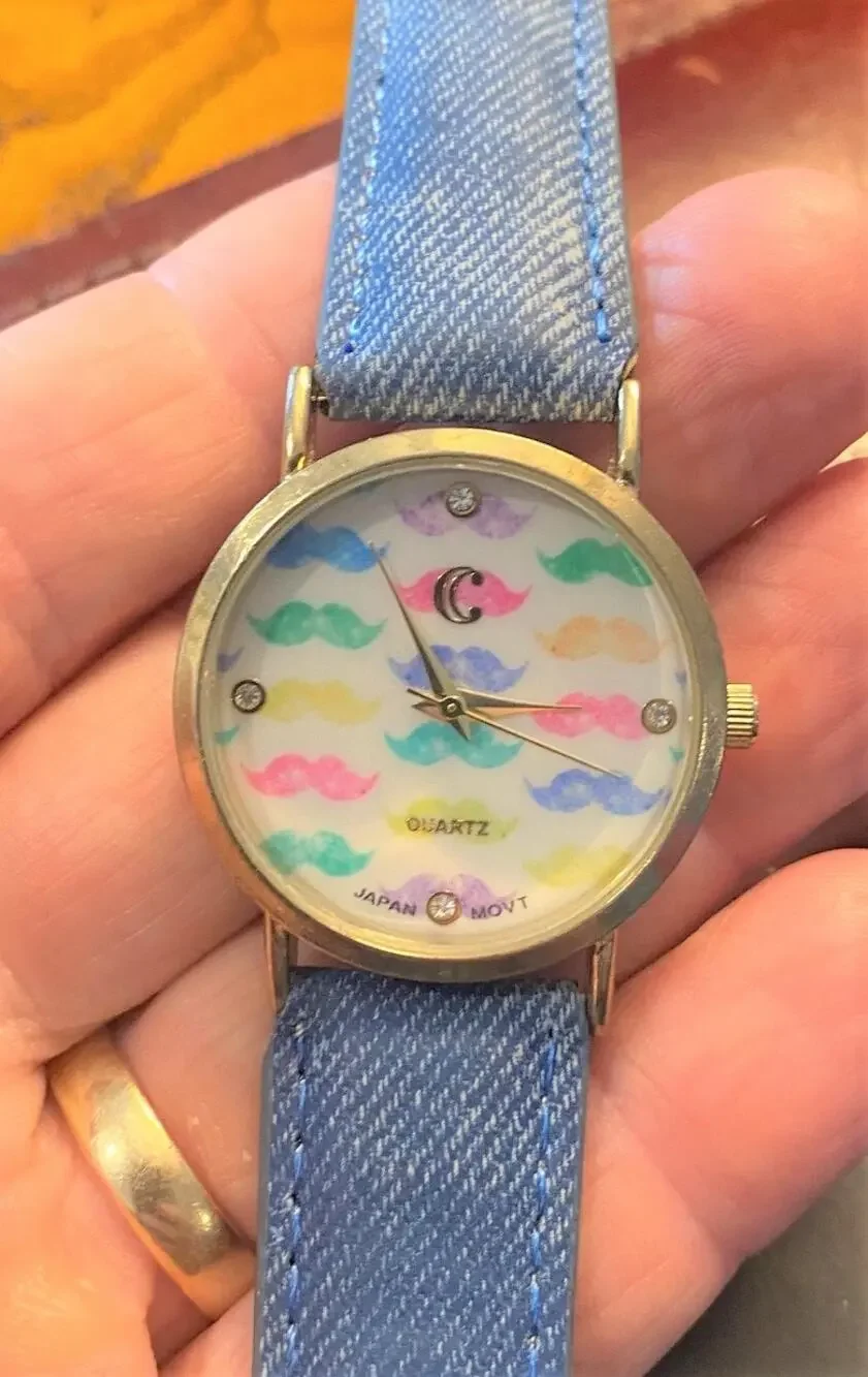 Women's 35mm Gold Tone Charming Charlie watch, Denim Band
